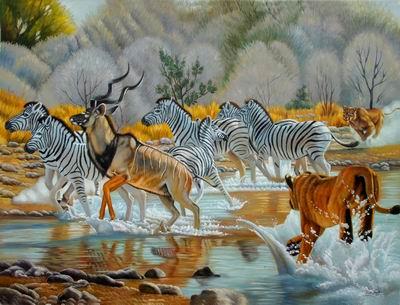 unknow artist Zebras 018 oil painting picture